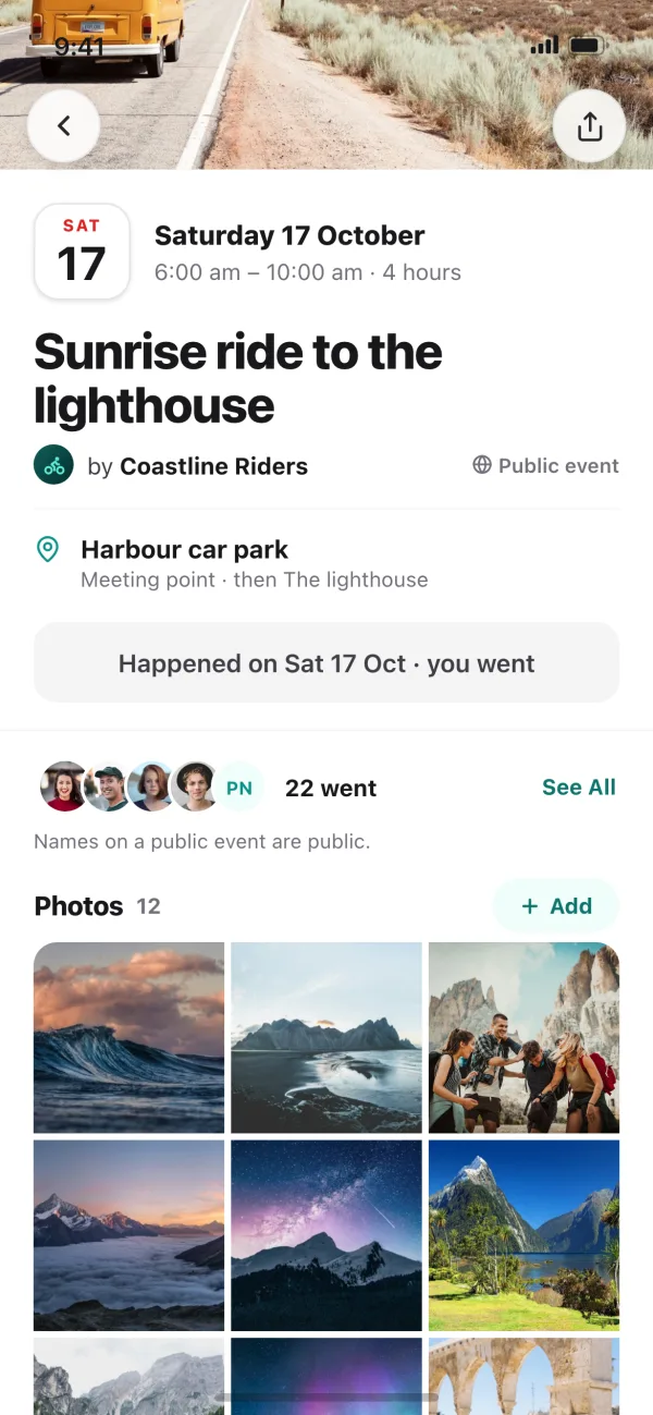 An event’s photo album